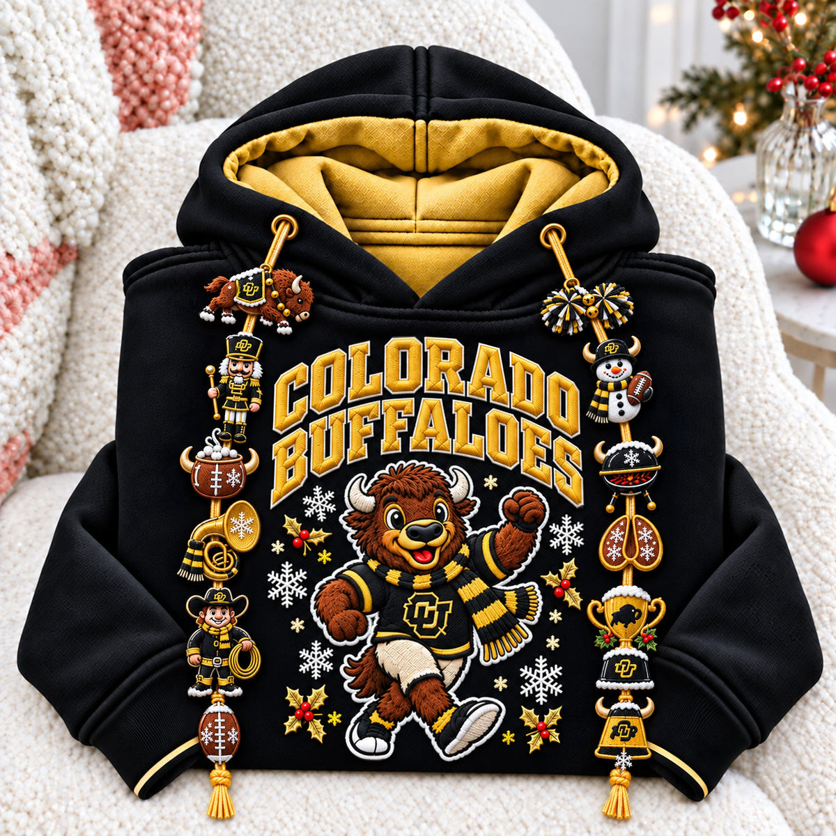 Premium CLB Christmas Embroidered Charm Hoodie PVNA