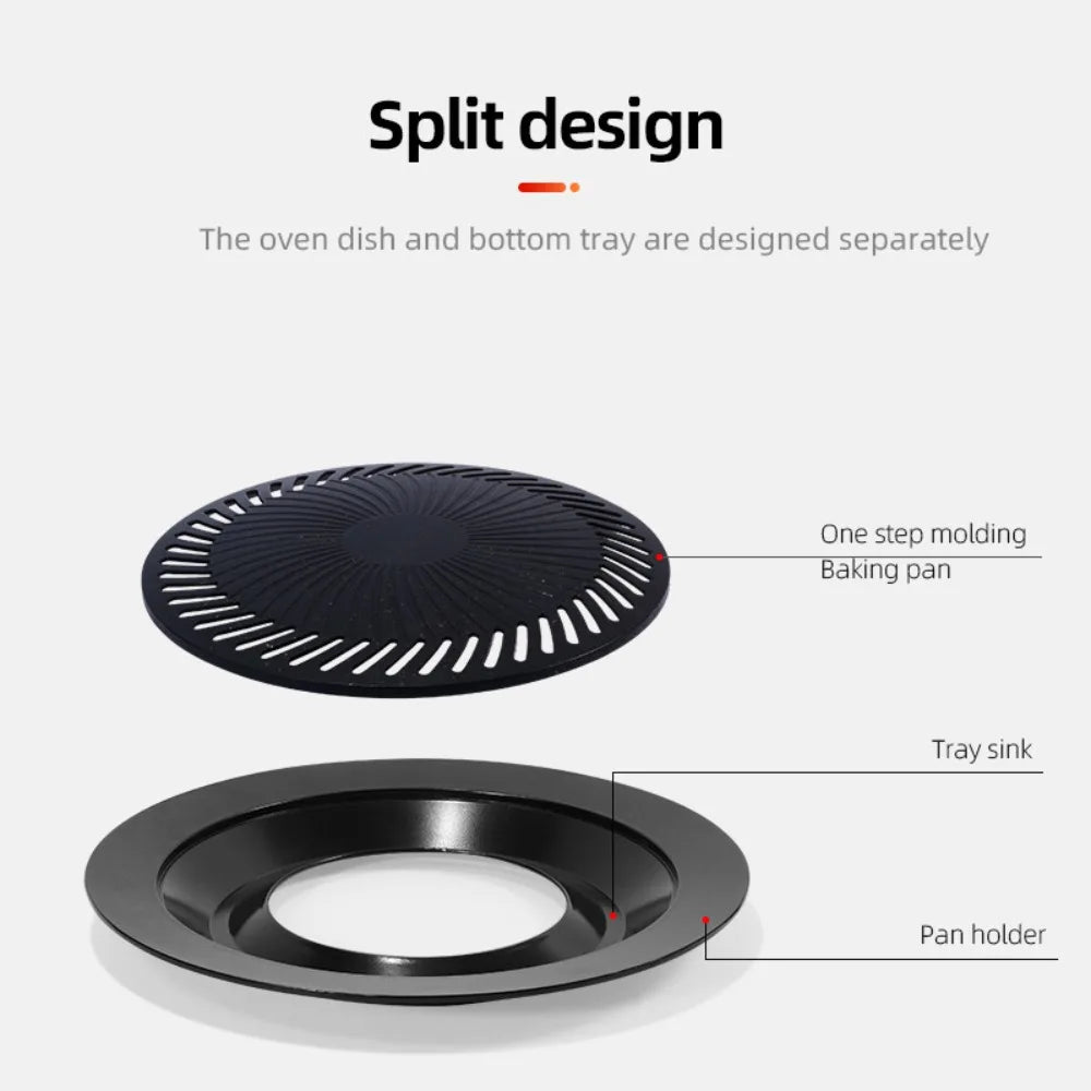KOSUN Aluminum Korean Grill Pan Portable Round Nonstick Bbq Tray for Meat Vegetables Outdoor Camping Cooking Kitchen Accessories