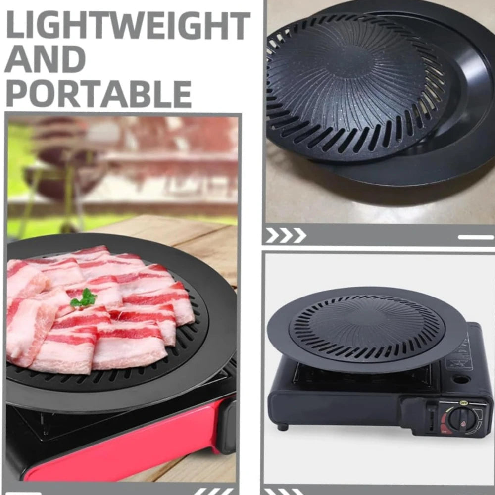KOSUN Aluminum Korean Grill Pan Portable Round Nonstick Bbq Tray for Meat Vegetables Outdoor Camping Cooking Kitchen Accessories